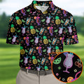 Pineapple Cocktail Tropical Golf Shirts, Hawaiian Golf Polo, Golf Gift For Men, Golf Shirts For Men