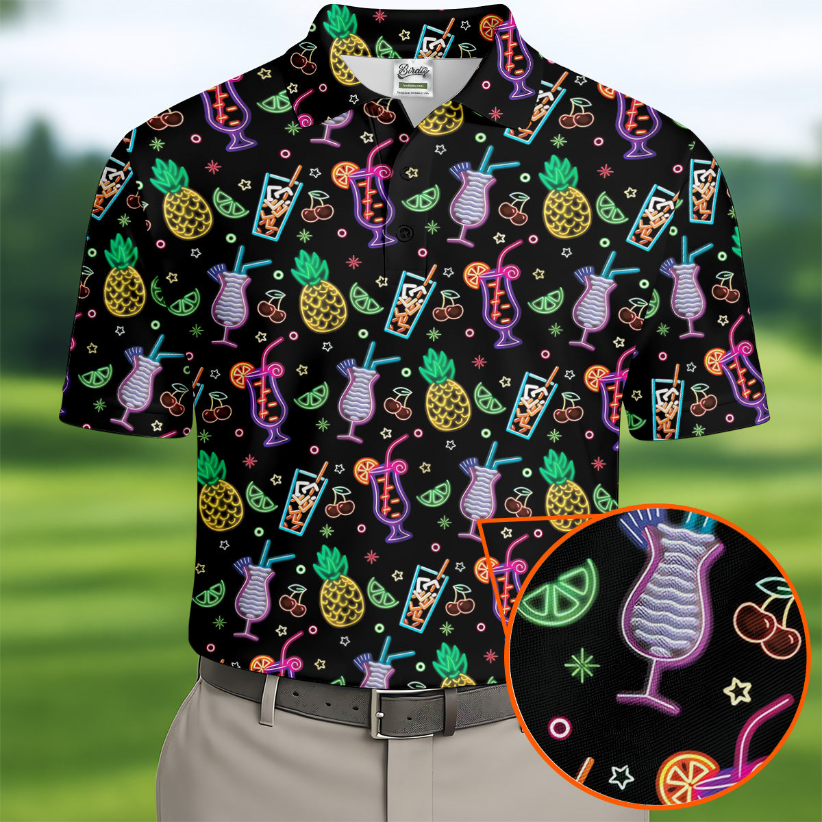 Pineapple Cocktail Tropical Golf Shirts, Hawaiian Golf Polo, Golf Gift For Men, Golf Shirts For Men