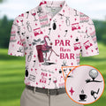 Pink Swing Swear Drink Repeat Par Then Bar Flamingo Golf Shirt, Fun Golf Shirts For Men, Polo For Men