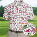 Breast Cancer Awareness Ribbon Flower Men Shirt, Cancer Awareness Shirt, Polo Shirts For Men