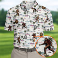 Funny Sasquatch Tropical Golf Shirts, Men's Funny Golf Shirts, Golfing Apparel, Polo For Men
