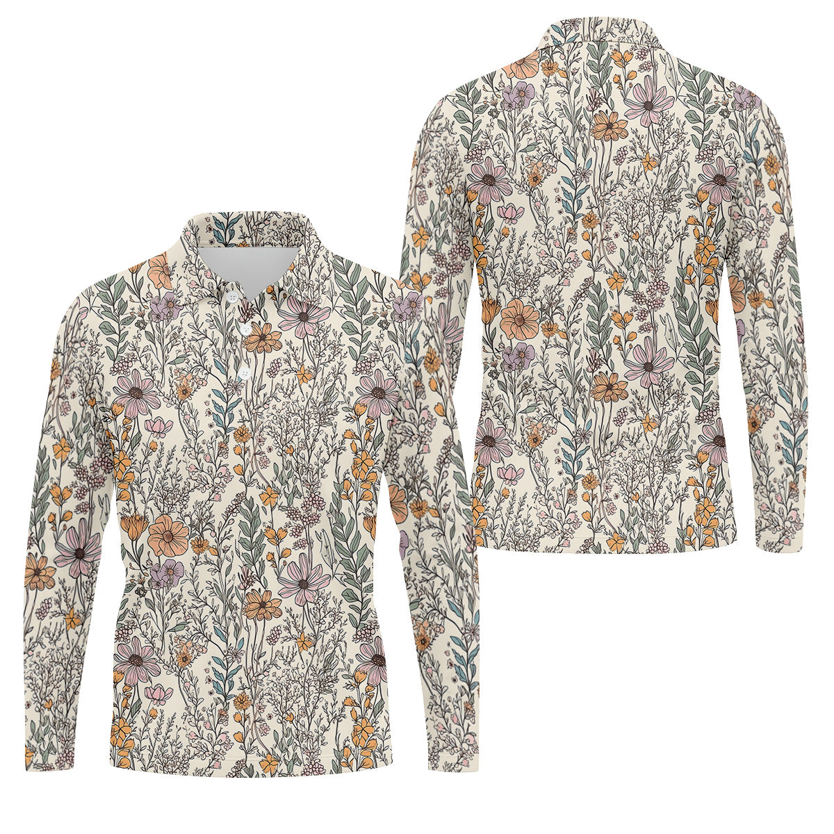 Foliage Floral Golf Tops For Men, Gifts For Golf Lovers, Polo Shirts For Men, Golfing Apparel