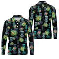 Tropical Floral Pattern Disc Golf Shirt, Black Golf Shirt, Polo Shirts For Men, Golf Gift For Men