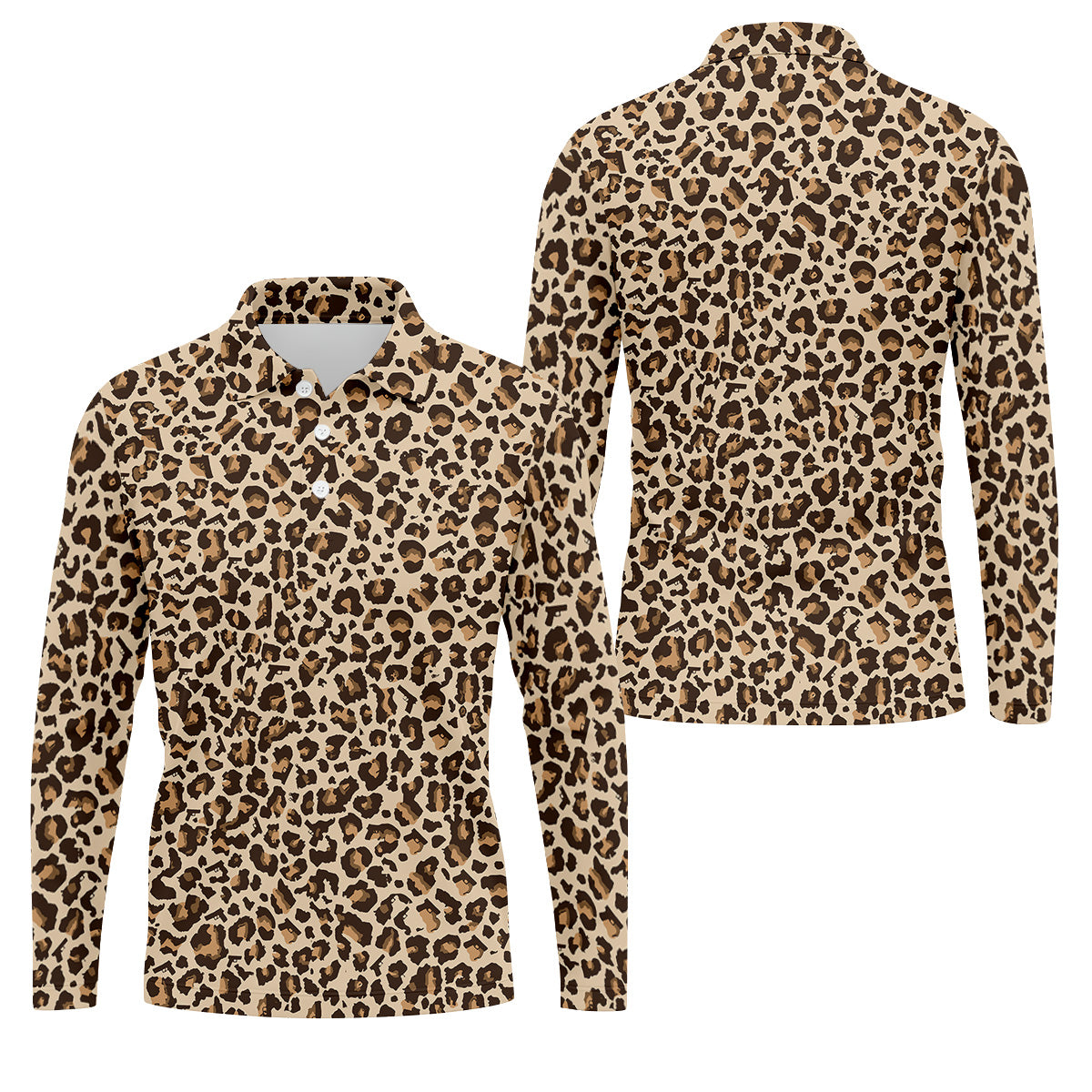 Brown Leopard Golf Tops For Men, Golf Gift For Men, Golf Shirts For Men, Golfing Apparel