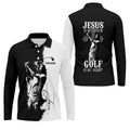 Jesus Is My Savior Golf Is My Therapy Christian Golf Shirt, Black And White Golf Polo, Polo Shirts For Men