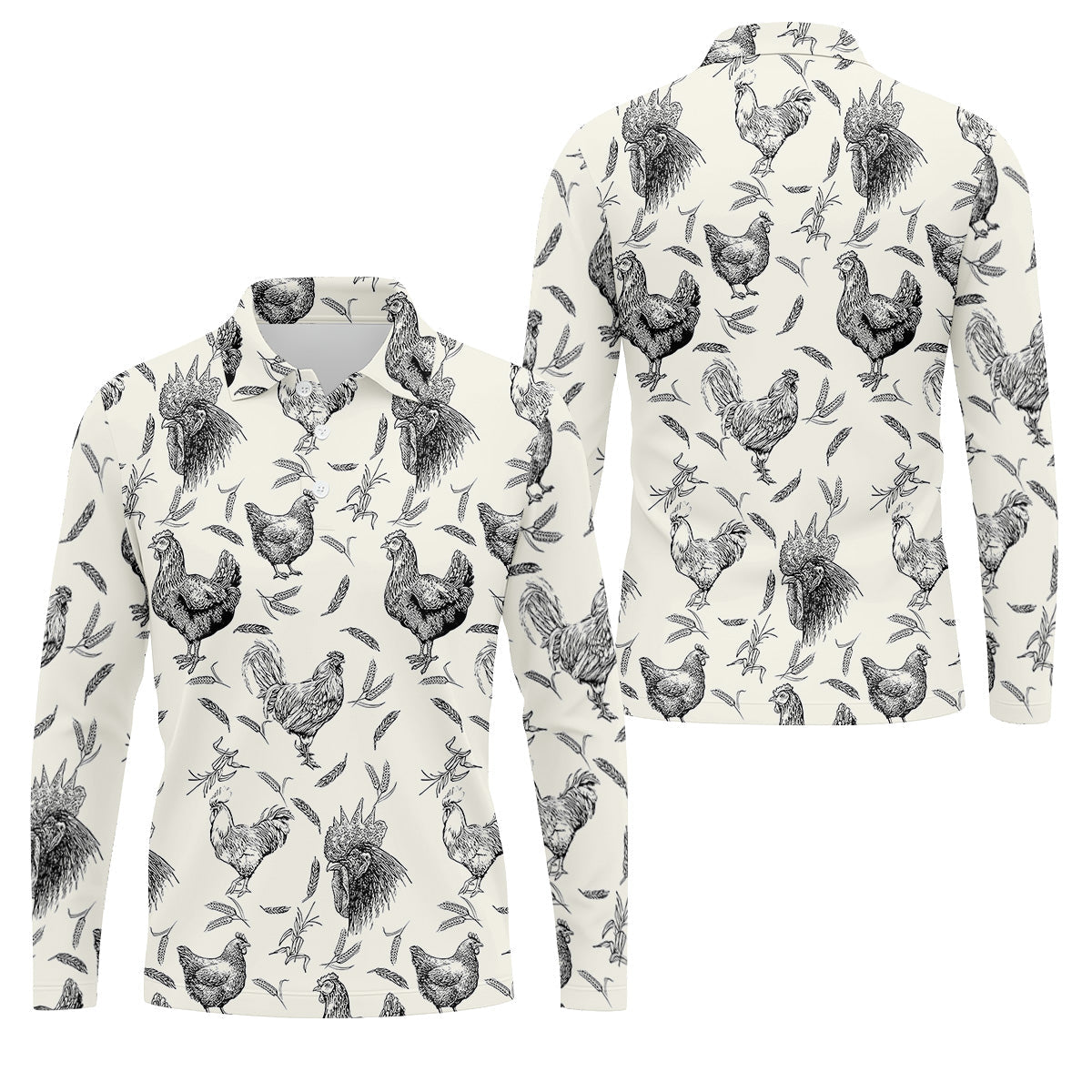 Chicken Rooster Golf Tops For Men, Gift For Chicken Lover, Fun Golf Shirts For Men, Polo Shirts For Men