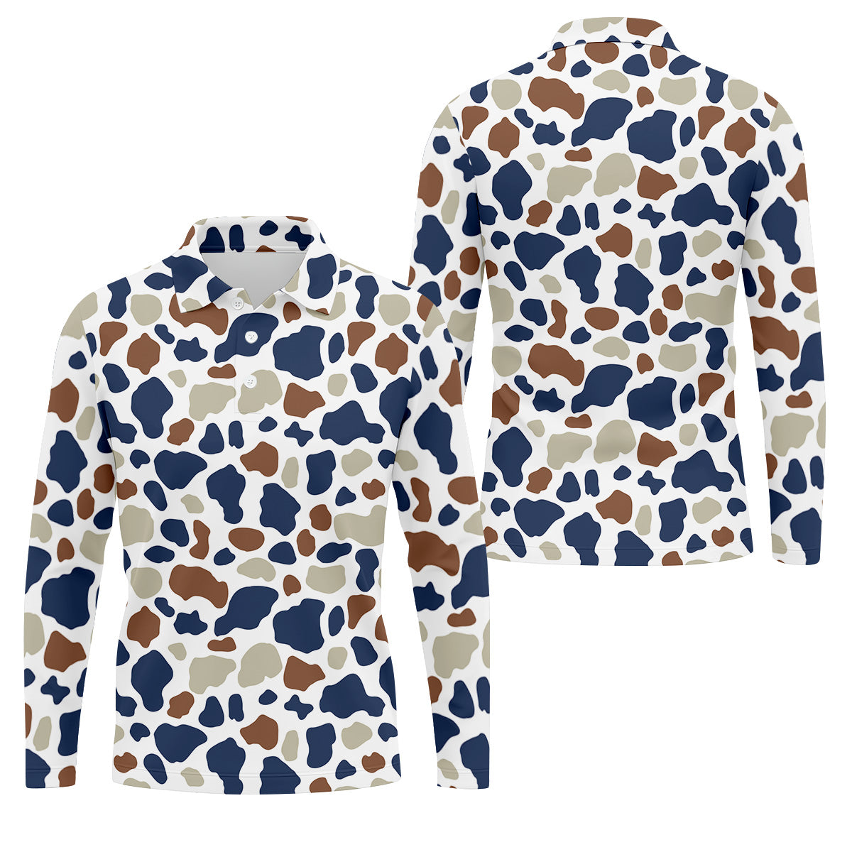 Cow Print Pattern Golf Polo Shirt, Fun Golf Shirts For Men, Polo Shirts For Men, Golfing Apparel