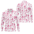 White And Pink Flamingo Tropical Men Polo, Polo Shirts For Men, Golf Gift For Men, Golfing Apparel