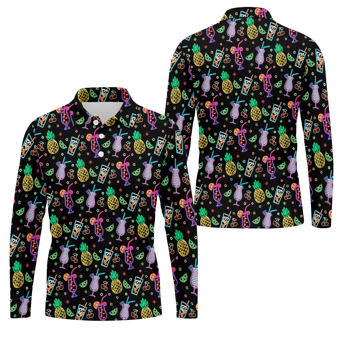 Pineapple Cocktail Tropical Golf Shirts, Hawaiian Golf Polo, Golf Gift For Men, Golf Shirts For Men