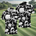 Skulls Splatter Black Grunge Mens Golf Polo Shirts, Cool Golf Gift, Golfing Apparel, Polo For Men