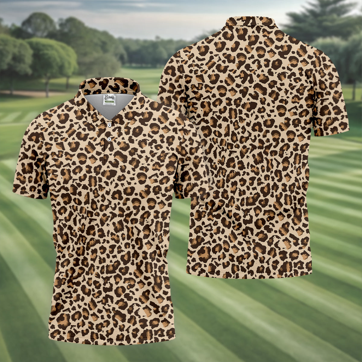 Brown Leopard Golf Tops For Men, Golf Gift For Men, Golf Shirts For Men, Golfing Apparel