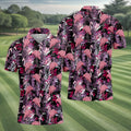 Tropical Flamingo Purple Golf Shirt, Golf Tops For Men, Polo Shirts For Men, Golfing Apparel
