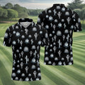 Desert Cactus Black And White Golf Tops For Men, Golf Gift For Men, Golf Shirts For Men