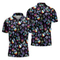 Funny Neon Cat Alien Mushroom Golf Tops For Men, Cute Golf Outfit, Polo Shirts For Men, Golfing Apparel