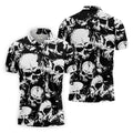 Skulls Splatter Black Grunge Mens Golf Polo Shirts, Cool Golf Gift, Golfing Apparel, Polo For Men