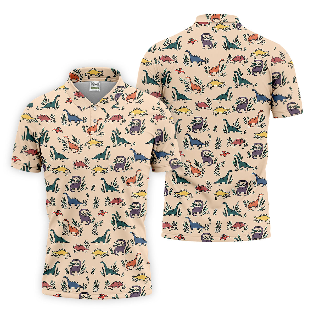 Dinosaur Hawaiian Shirt, Seamless Pattern Golf Tops For Men, Golf Polo Shirt, Golfing Apparel