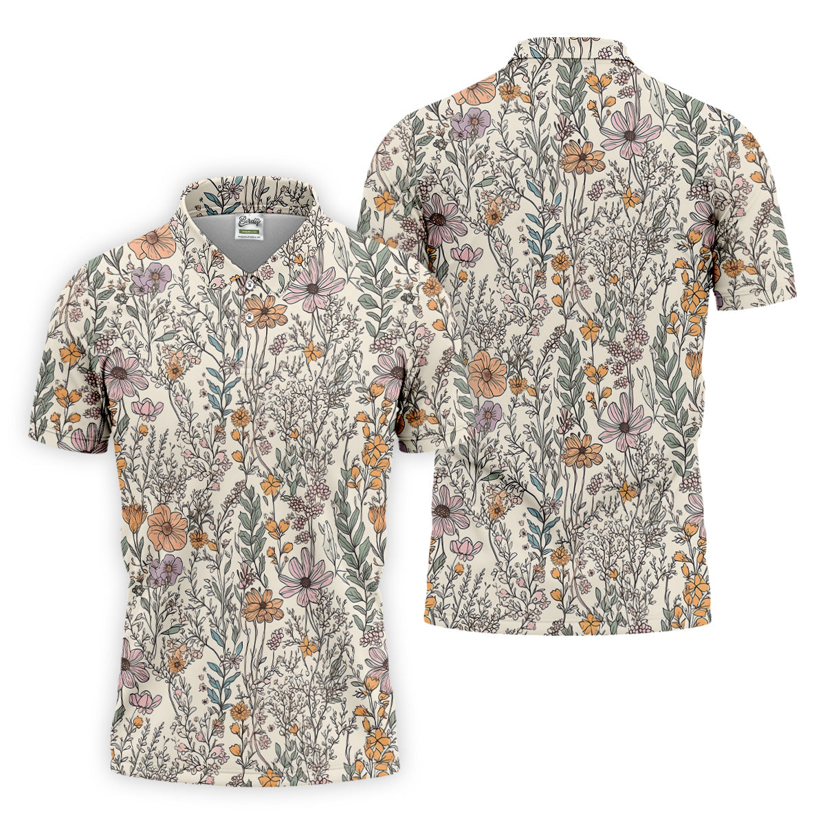 Foliage Floral Golf Tops For Men, Gifts For Golf Lovers, Polo Shirts For Men, Golfing Apparel