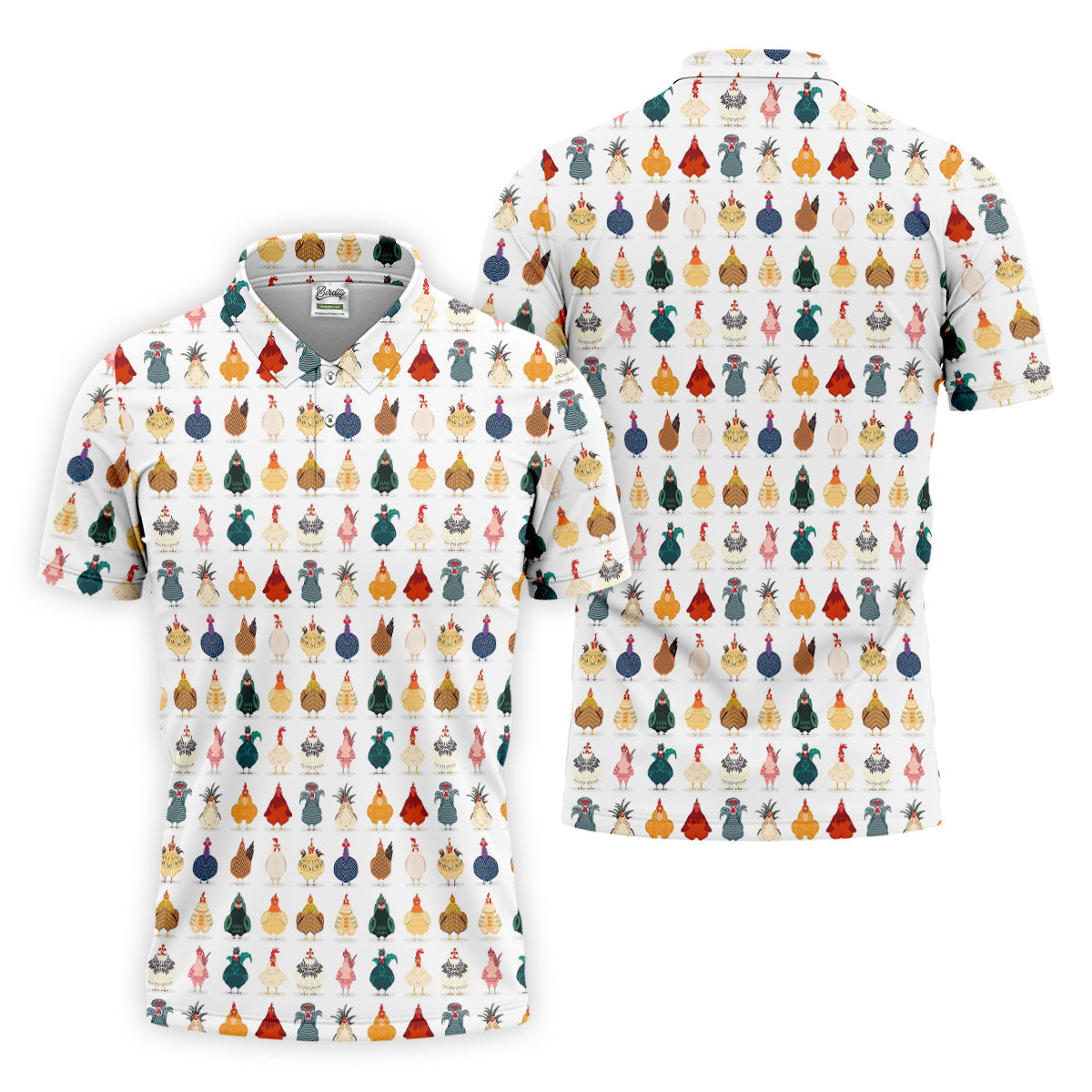 Whimsical Chicken Fun Golf Shirts For Men, Cute Golf Outfit, Polo Shirts For Men, Golfing Apparel