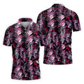 Purple And Black Tropical Golf Shirts, Golf Tops For Men, Polo Shirts For Men, Golfing Apparel