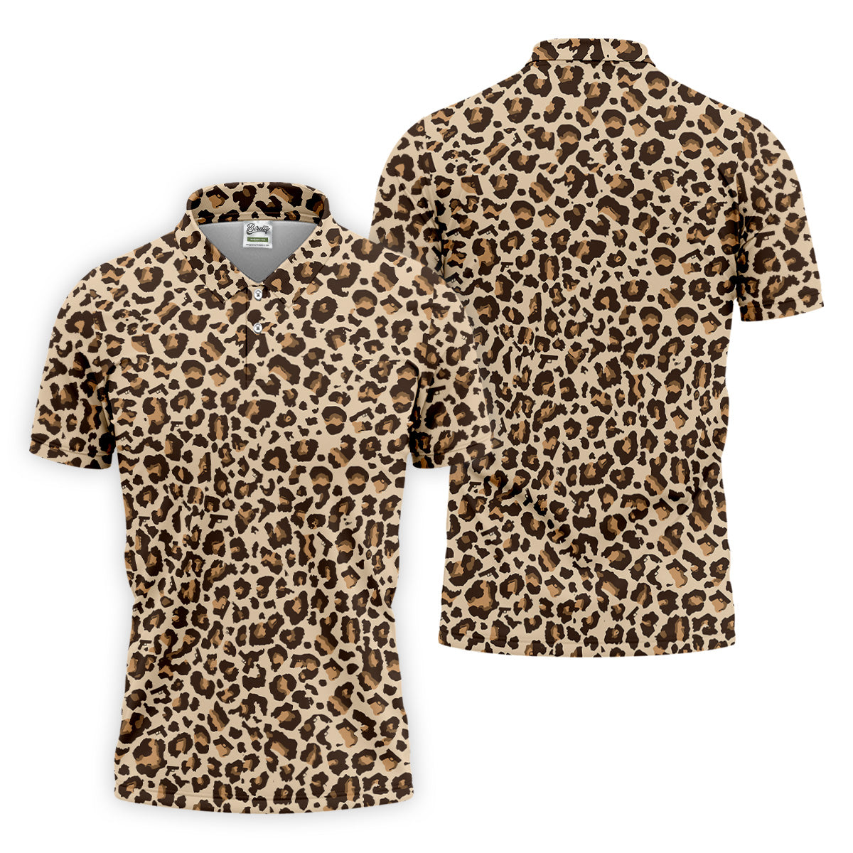 Brown Leopard Golf Tops For Men, Golf Gift For Men, Golf Shirts For Men, Golfing Apparel
