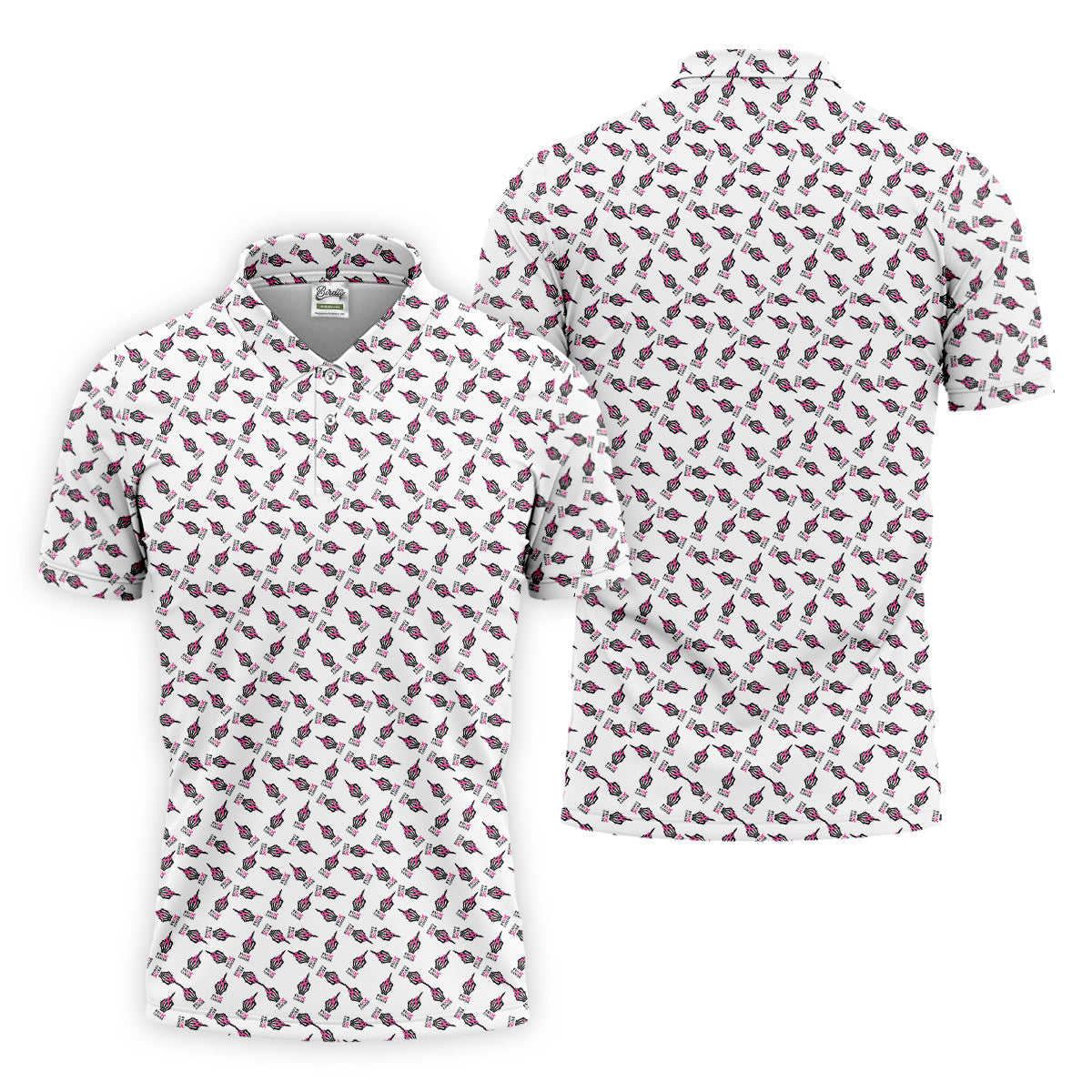 Middle Finger Breast Cancer Golf Shirt, Men Golf Polo, Golf Gift Ideas For Him, Mens Golf Polo Shirts