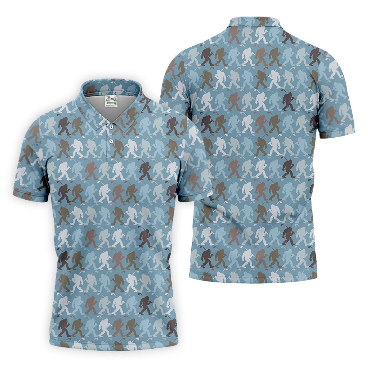 Bigfoot Silhouette Pattern Fun Golf Shirts For Men, Unique Gift For Golfer, Men's Golf Polo