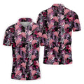 Tropical Flamingo Purple Golf Shirt, Golf Tops For Men, Polo Shirts For Men, Golfing Apparel