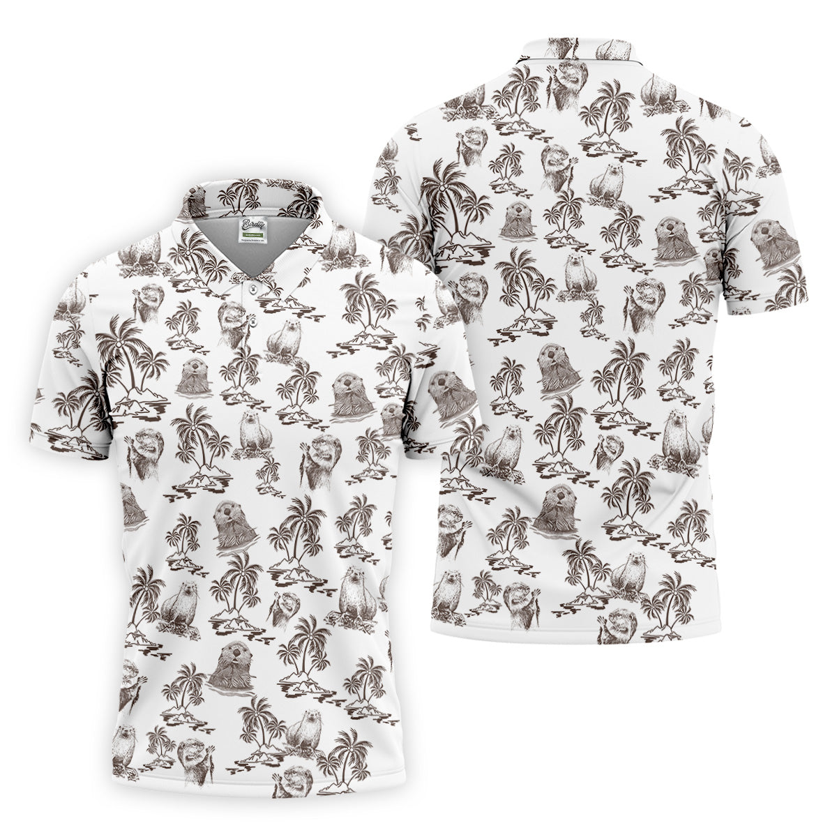Adorable Sea Otter Tropical Golf Shirts, Cute Golf Outfit, Polo Shirts For Men, Golf Gift For Men