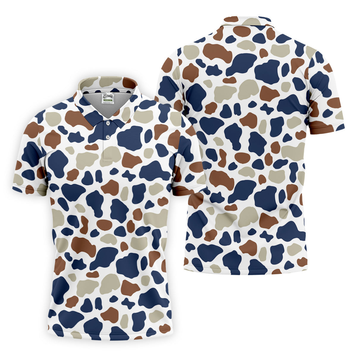 Cow Print Pattern Golf Polo Shirt, Fun Golf Shirts For Men, Polo Shirts For Men, Golfing Apparel
