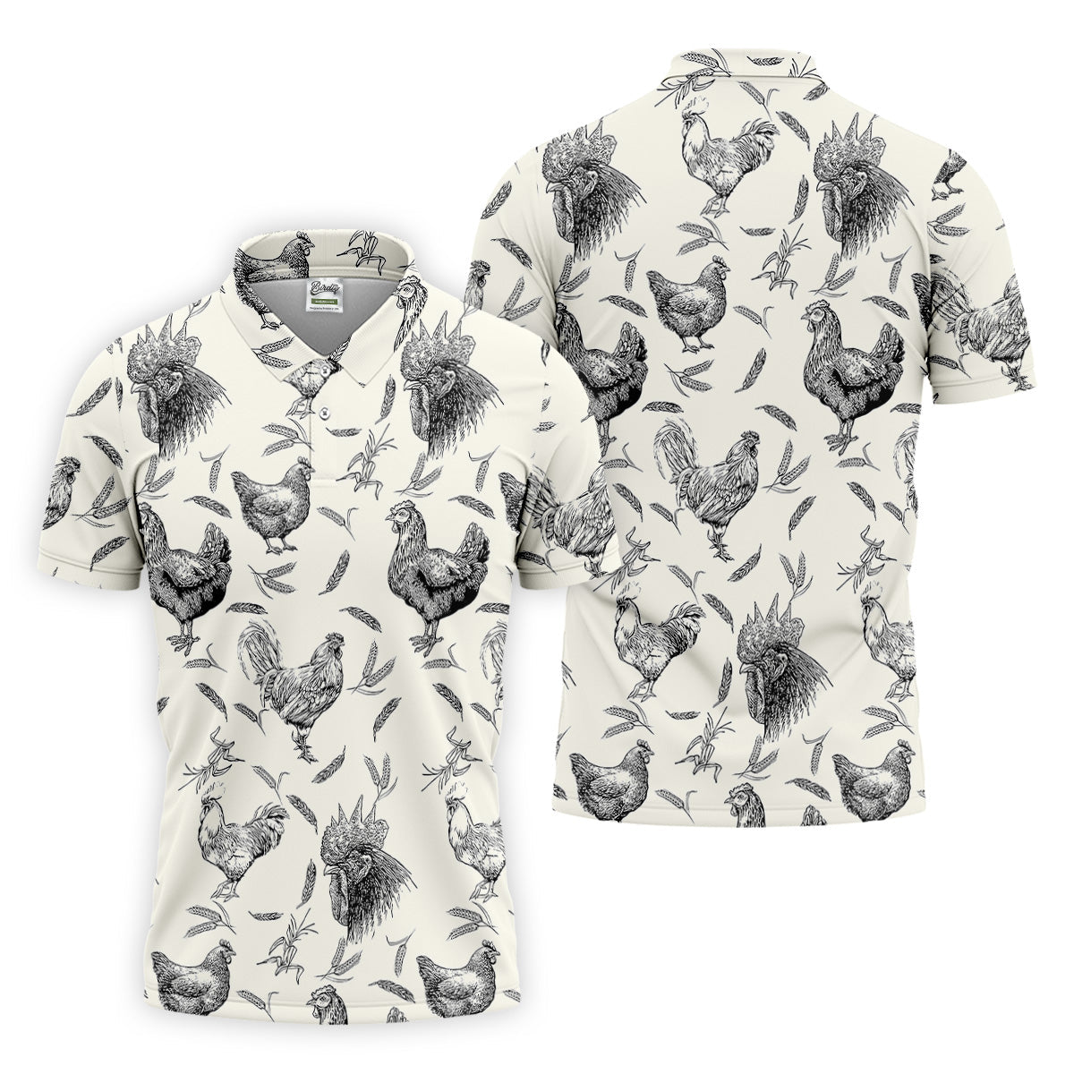 Chicken Rooster Golf Tops For Men, Gift For Chicken Lover, Fun Golf Shirts For Men, Polo Shirts For Men