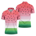 Watermelon Summer Mens Golf Polo Shirts, Pink Golf Shirt, Unique Gift For Golfer, Golfing Apparel