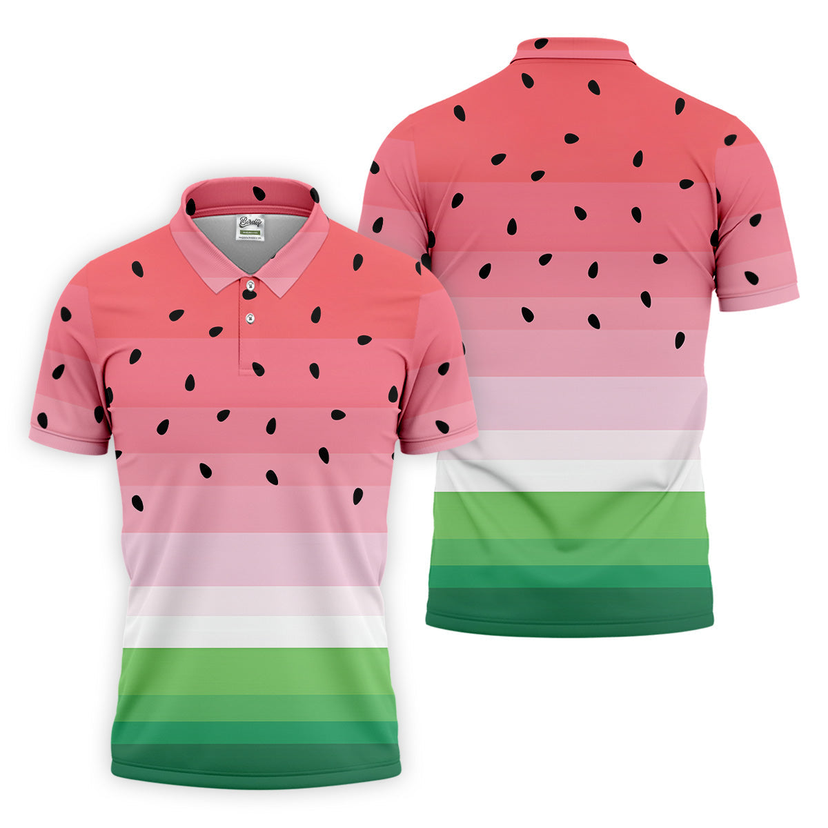 Watermelon Summer Mens Golf Polo Shirts, Pink Golf Shirt, Unique Gift For Golfer, Golfing Apparel