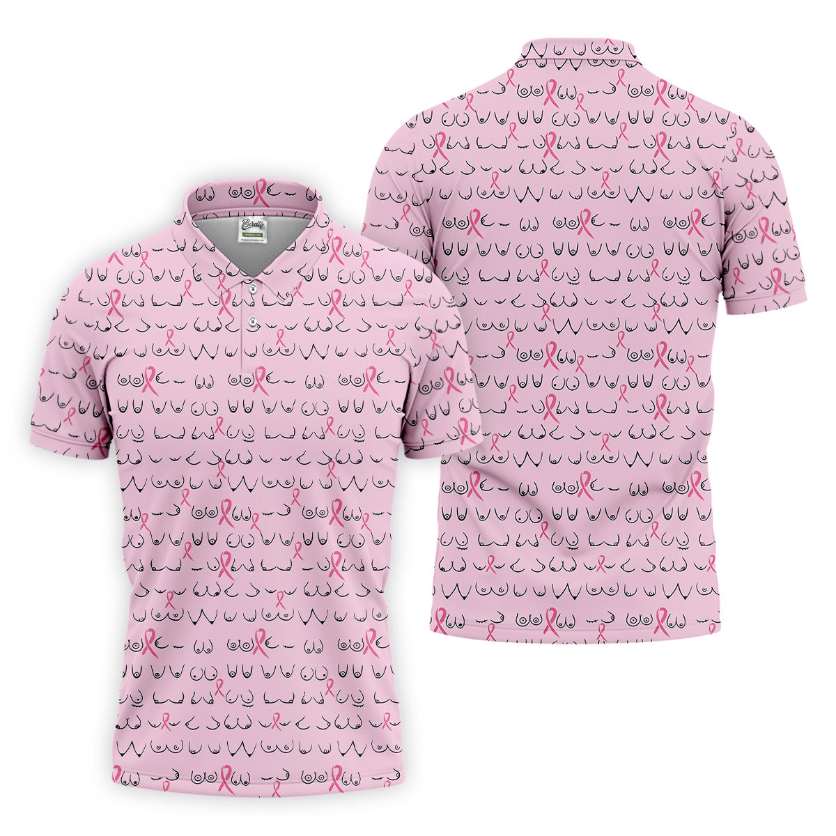 Breast Cancer Golf Shirt, Pink Golf Shirt Men, Fun Golf Shirts For Men, Cute Golf Shirt, Fun Golf Shirt