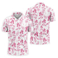 White And Pink Flamingo Tropical Men Polo, Polo Shirts For Men, Golf Gift For Men, Golfing Apparel