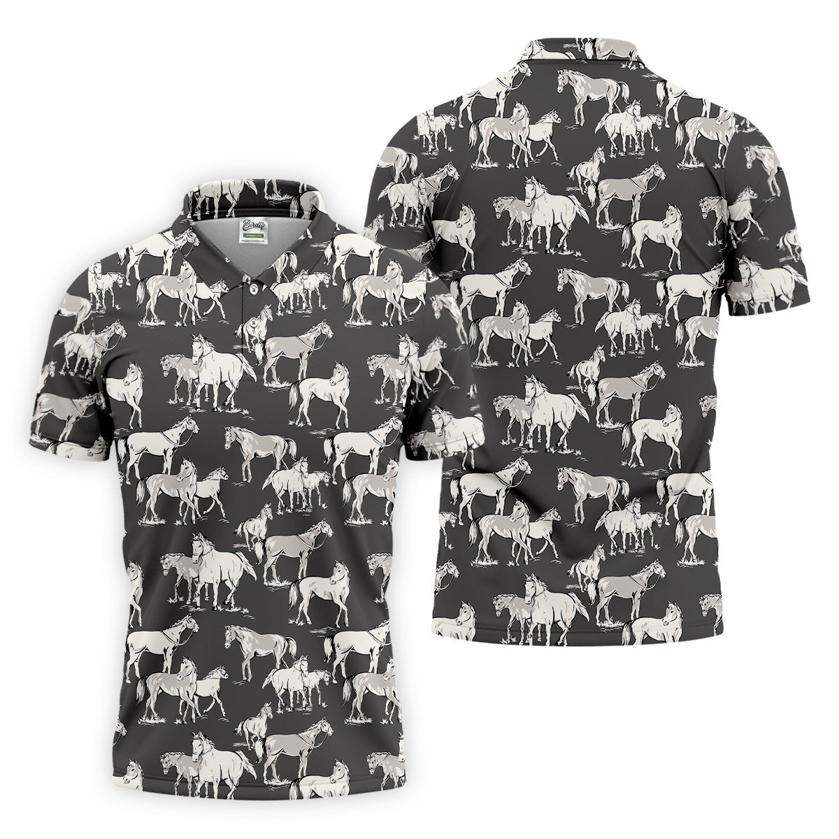 Wild Horse Seamless Pattern Golf Tops For Men, Hawaiian Golf Shirts, Polo For Men
