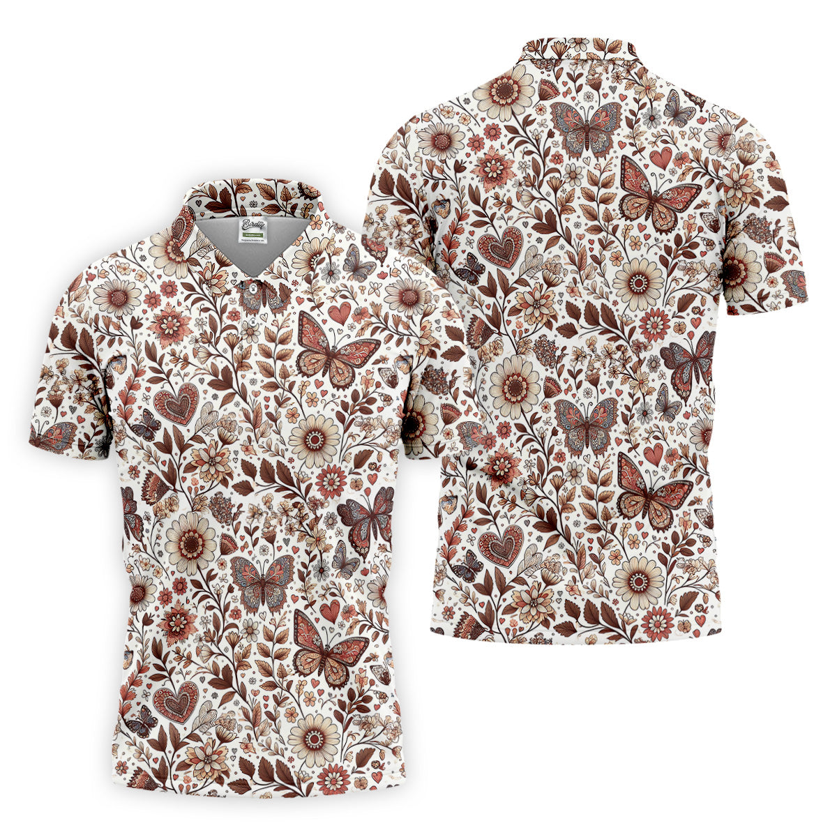 Spring Butterfly Golf Tops For Men, Retro Golf Shirt, Polo Shirts For Men, Golfing Apparel