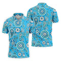 Blue Paisley Seamless Pattern Golf Tops For Men, Hawaiian Golf Shirts, Polo For Men
