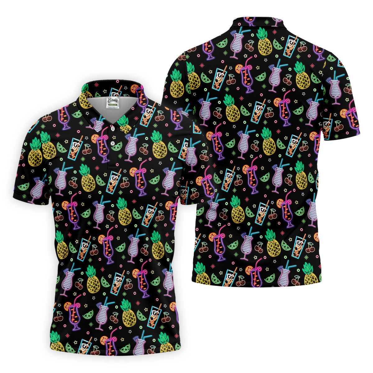 Pineapple Cocktail Tropical Golf Shirts, Hawaiian Golf Polo, Golf Gift For Men, Golf Shirts For Men