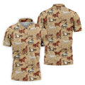 Wild Horse Seamless Pattern Golf Tops For Men, Hawaiian Golf Shirts, Long Sleeve Polo