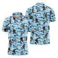 Blue Funny Sasquatch Tropical Golf Shirts, Men's Funny Golf Shirts, Golfing Apparel, Polo For Men