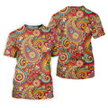 Red Paisley Seamless Pattern Golf Tops For Men, Hawaiian Golf Shirts, Long Sleeve Polo
