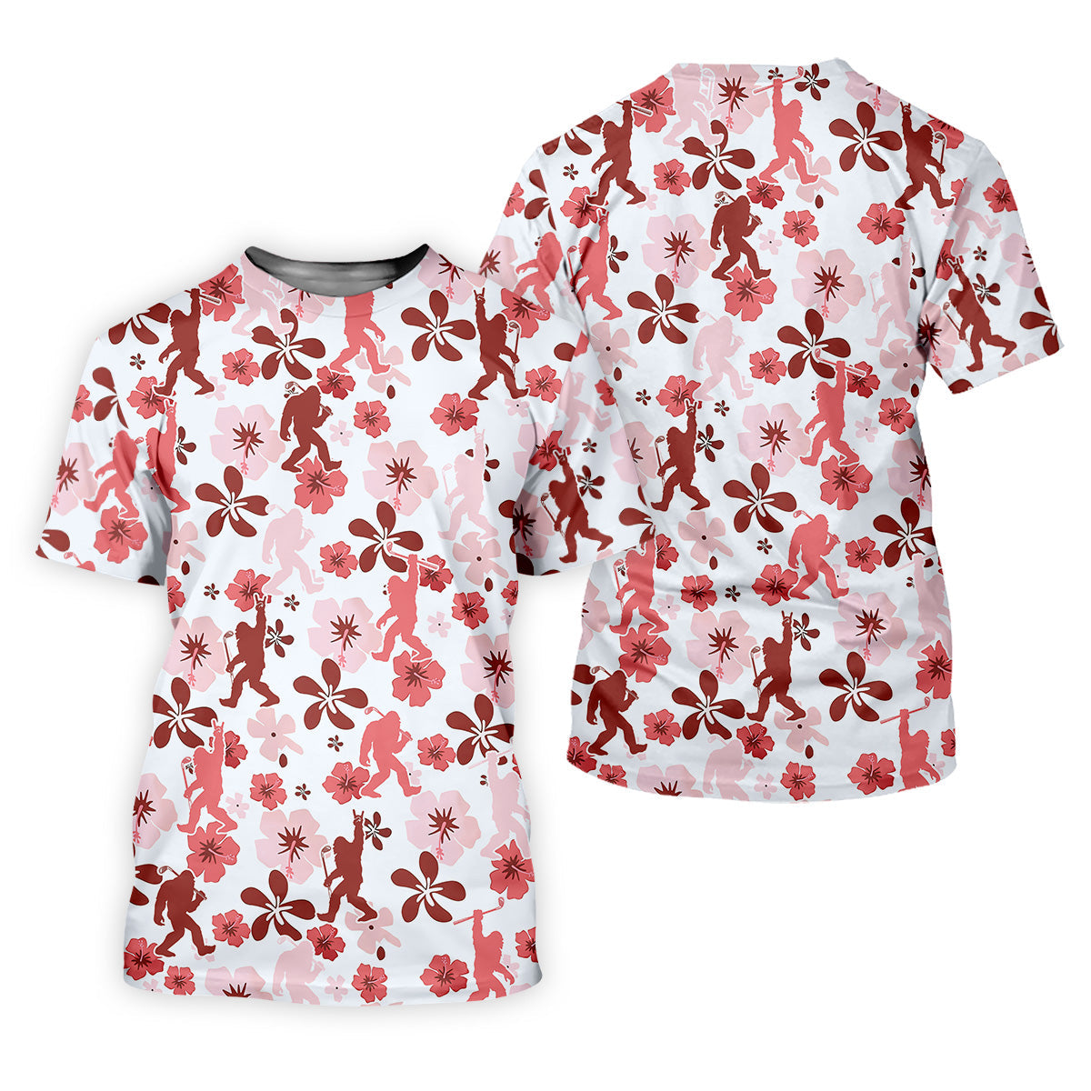 Sasquatch Golf Shirt, Mens Floral Shirt, Hawaiian Golf Shirts, Long Sleeve Polo