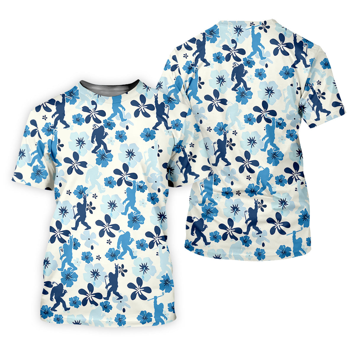 Bigfoot Golf Shirt, Mens Floral Shirt, Hawaiian Golf Shirts, Long Sleeve Polo