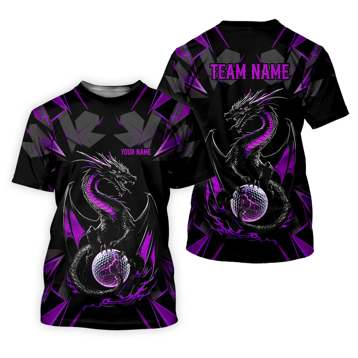 Black And Purple Dragon Golf Team Shirt, Mens Golf Polo Shirts, Cool Golf Gift, Golfing Apparel