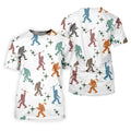 Colorful Bigfoot Silhouette Pattern Fun Women's Golf Shirts, Unique Gift For Golfer, Ladies Golf Polos