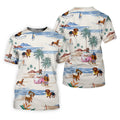 Cute Dachshund Tropical Golf Shirts, Fun Women's Golf Shirts, Ladies Golf Tops, Gifts For Dog Lovers