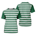 White And Green Argyle Pattern Women's Golf Shirts, Ladies Sleeveless Polo, Ladies Golf Shirts