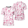 White And Pink Flamingo Tropical Women's Golf Shirts, Ladies Sleeveless Polo, Ladies Golf Shirts