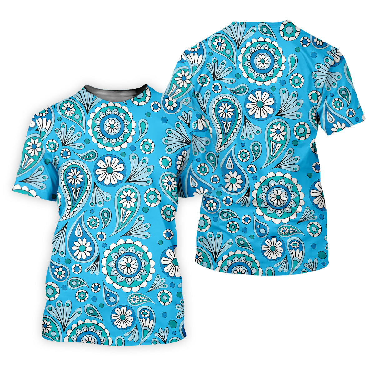 Blue Paisley Seamless Pattern Golf Tops For Men, Hawaiian Golf Shirts, Polo For Men