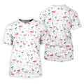 Flamingo Tropical White Polo Shirt Mens, Summer Polo Shirts, Unique Gift For Golfer